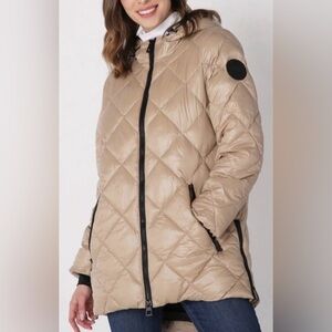 Arctic Expedition Mid Length Quilted Puffer Jacket Almond Metallic Size 3X